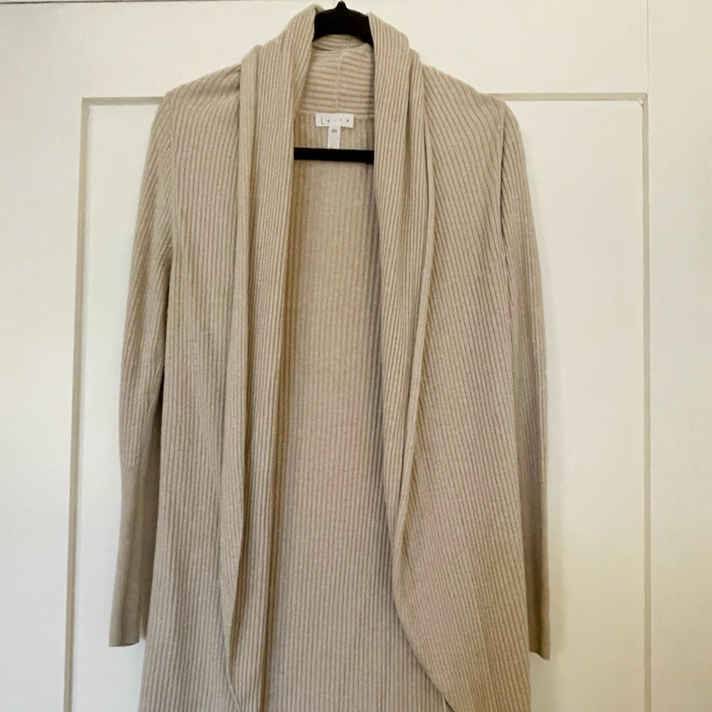 LEITH Oatmeal Ribbed Cardigan - Picture 2 of 3